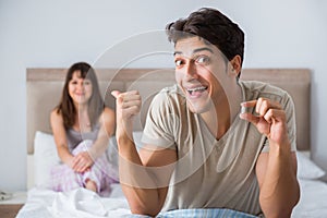 The man suffering from impotency with pill