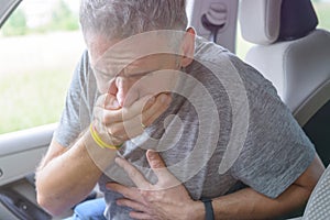 Man suffering from motion sickness