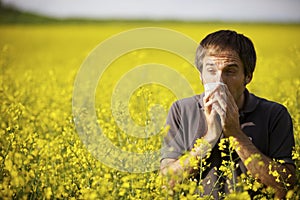 Man suffering from pollen allergy