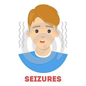 Man suffering from seizures. Symptom of disease