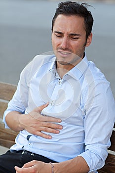 Man suffering from stomachache photo