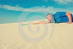 Man suffering from thirst in the desert