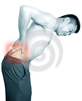Man suffers from back pain