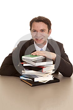 Man suit books looking