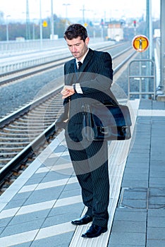 Man in suit on business trip