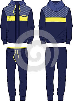 Man Sport Suit hoodie jacket zipper and joggers pants template