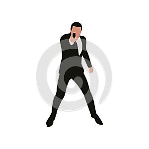Man in suit with a gun pointing, vector