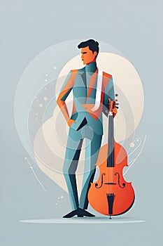 A Man in a Suit Holding a Violin, Classical Musician Captivated by His Instrument. Generative AI.