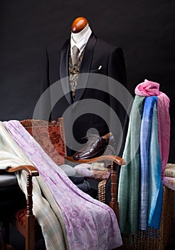Man suit on mannequin and cloths
