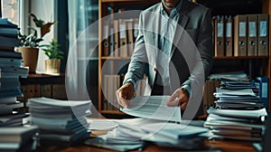 The businessman organizing paperwork.AI generated image