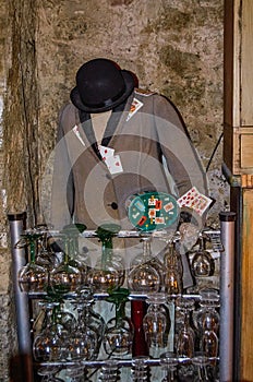 Man suit over bust with poker cards photo