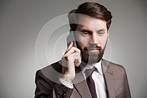 Man in suit on phone