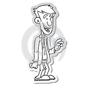 Man in suit sticker black and white