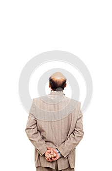 Man in the suit turned his back, taking thoughtfully his wrist