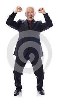 Man in suit winning