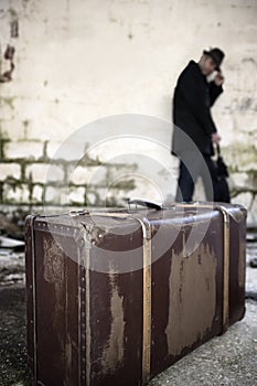 Man and suitcase