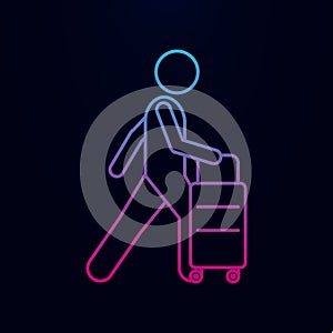 Man and suitcase with wheels nolan icon. Simple thin line, outline vector of male bag and luggage icons for ui and ux, website or