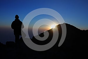 Man on summit of Tajumulco, Guatemala