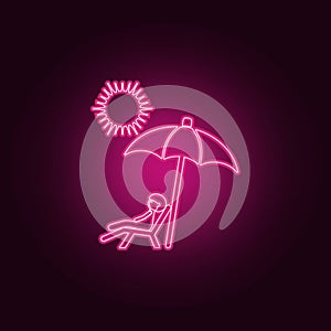 a man is sunbathing icon. Elements of Family in neon style icons. Simple icon for websites, web design, mobile app, info graphics