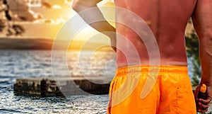 Man with sunburned skin