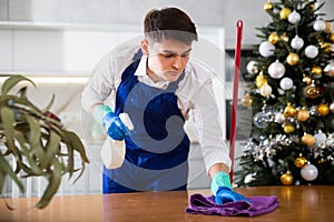 man with surface of table after New Year's eve party