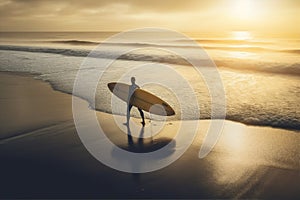 man surfing person summer sea male ocean beach sport surfer surfboard. Generative AI.