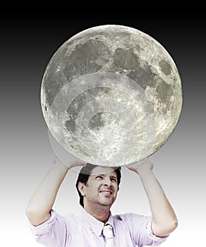 Man sustaining the moon (image of the moon is from NASA)