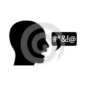 Man with swear speech bubble icon design. Vector.