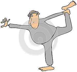 Man in sweats stretching