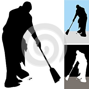 Man Sweeping Floors