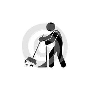 man sweeping icon. Element of man cleaning icon for mobile concept and web apps. Glyph man sweeping icon can be used for web and m