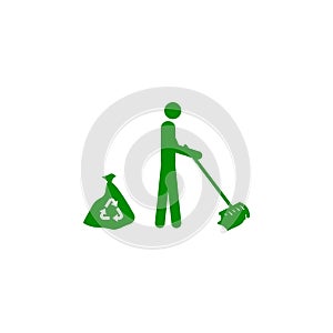 the man sweeps green icon. Element of nature protection icon for mobile concept and web apps. Isolated the man sweeps icon can be