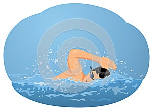 Man swimming crawl