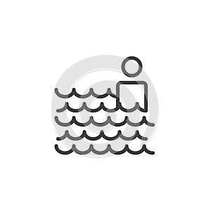 Man in swimming pool outline icon