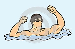 A Man Swimming Sport Swimmer Action Cartoon Graphic Vector