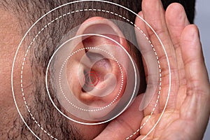 Man With Symptom Of Hearing Loss photo