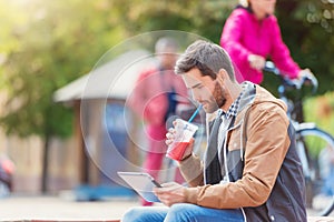 Man with tablet