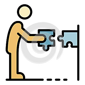 Man take puzzle icon color outline vector