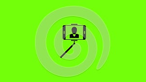 Man take selfie monopod icon animation