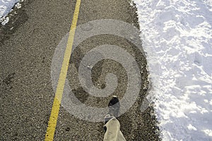 Man taking 1st step of long journey