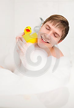 Man taking a bath