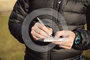 Man taking notes