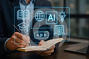 Artificial intelligence education online learning ai courses and technology future skills concept