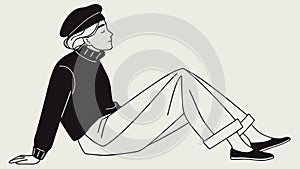 Man taking notes, focused study or work, vector design Generative AI