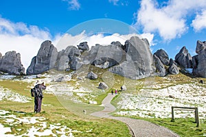 A man taking photo to the Castle Hill, New Zealand