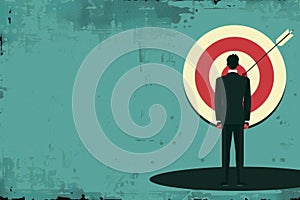 man taking steady aim with bow and arrow at archery target