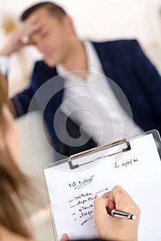 Man talking to therapist