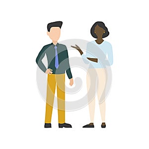 The man talking to a woman. Two people talking business. Vector illustration