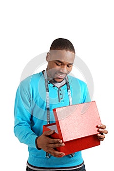 Man with tape measure and gift box