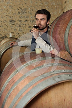 Man tasting wine